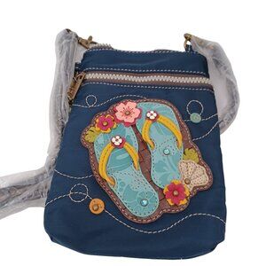 Chala Bag Flip Flop Patchwork Nylon Vegan Leather RFID Zipper Crossbody Bag NEW